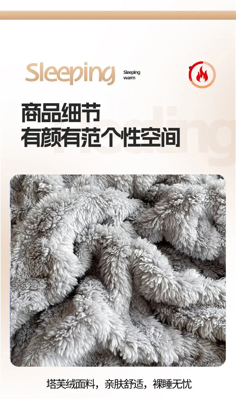 European Style 3D Floral Printed Blanket Adult Thick Coral Fleece Blanket in Winter Warm Easy To Maintain Air Conditioning Quilt