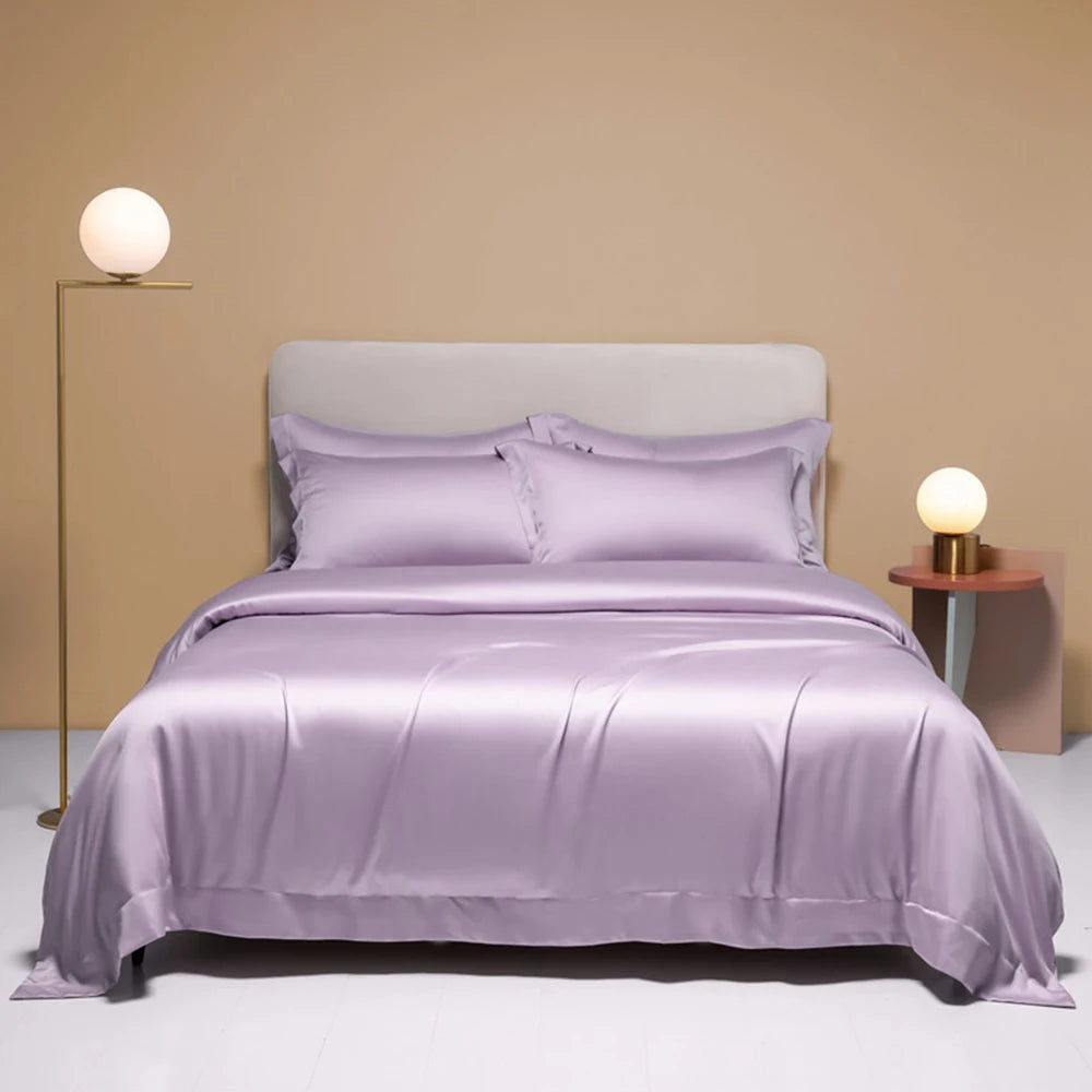 Plaid Silk Bedding Set - Modern Checkered Mulberry Bed Linen