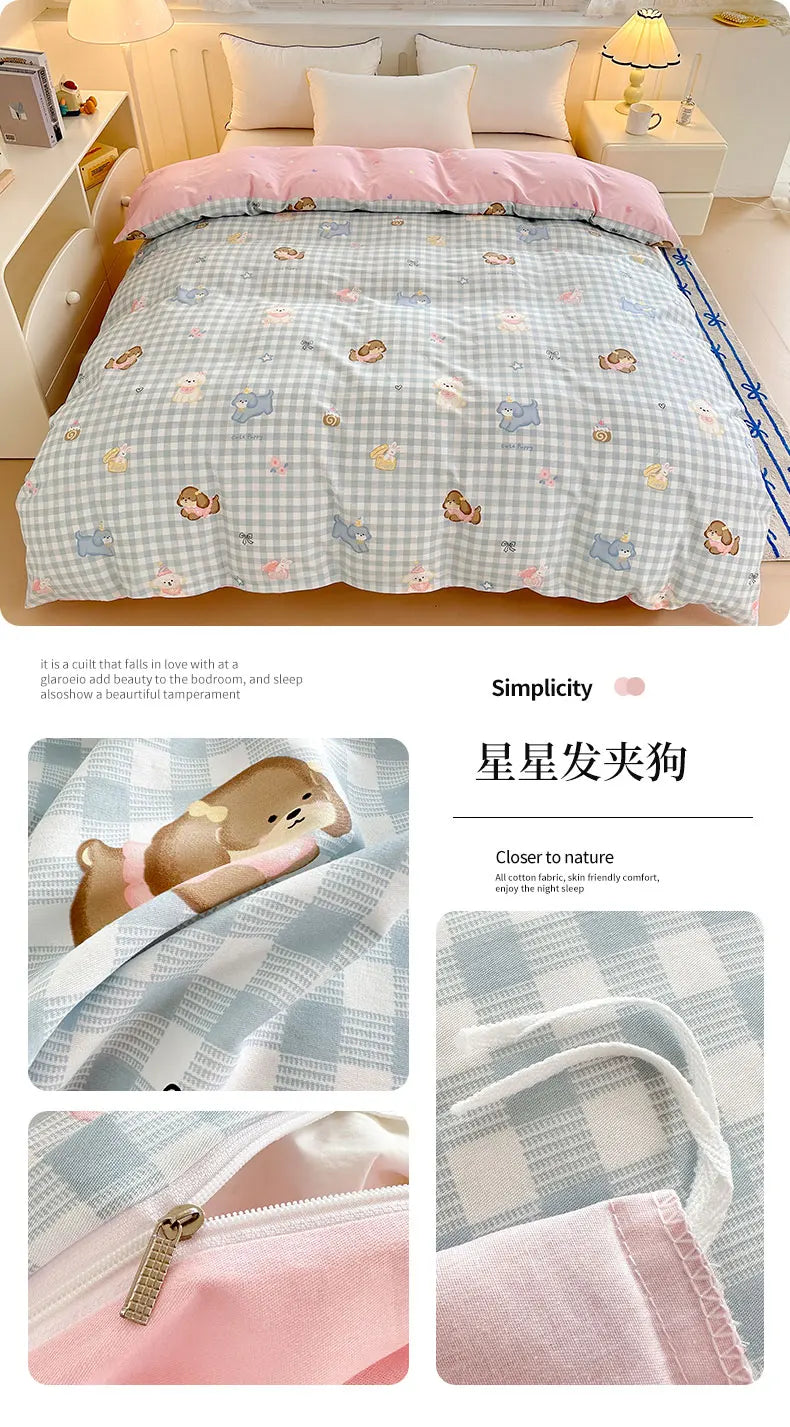 Premium 100% Cotton Floral Duvet Cover - Soft Twill Weave Flower Printed Single/Queen/King Quilt Cover