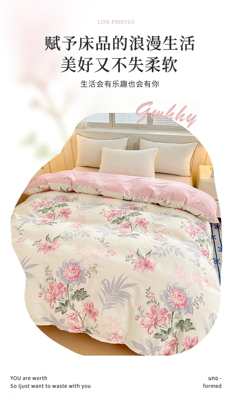 Premium 100% Cotton Floral Duvet Cover - Soft Twill Weave Flower Printed Single/Queen/King Quilt Cover