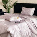 Sondeson Luxury 100% Mulberry Silk Jacquard Bedding Set - Ultra-Soft & Breathable 4-Piece Sheet & Duvet Cover Set