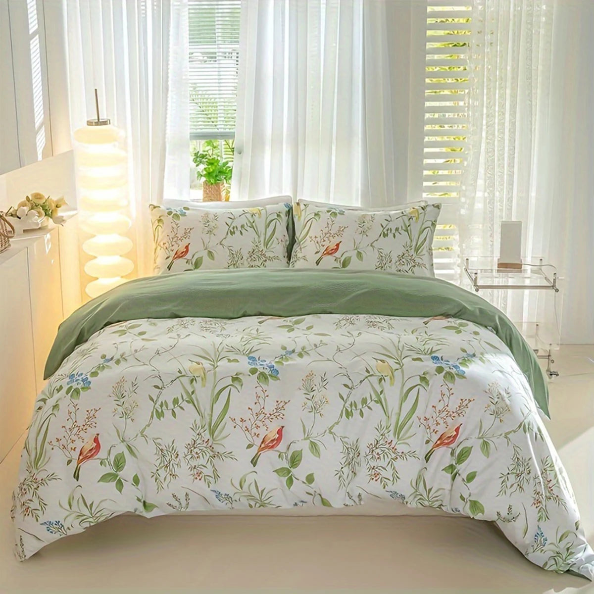 Leaf Floral Pattern Duvet Cover Set - Soft Skin-Friendly Bedding