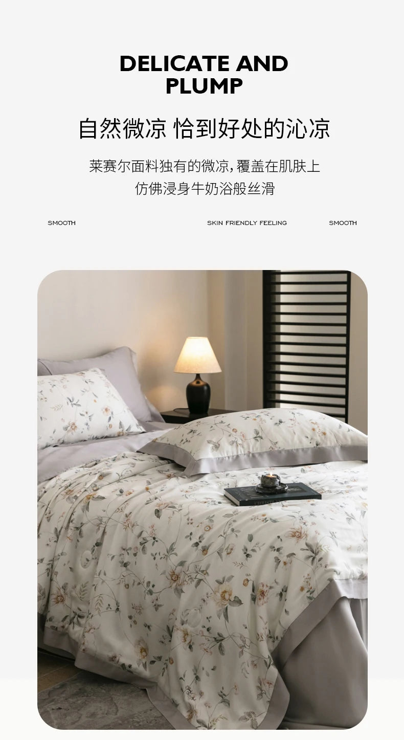 Premium Luxury Lyocell Summer Duvet Set - Ultra-Soft Breathable Cooling Blanket & Cool-Touch Bedding Sheet Set