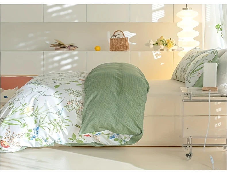 Leaf Floral Pattern Duvet Cover Set - Soft Skin-Friendly Bedding